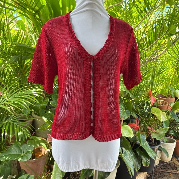 Sag Harbor Red V-Neck Cardigan Sweater like new without tags - Picture 1 of 5